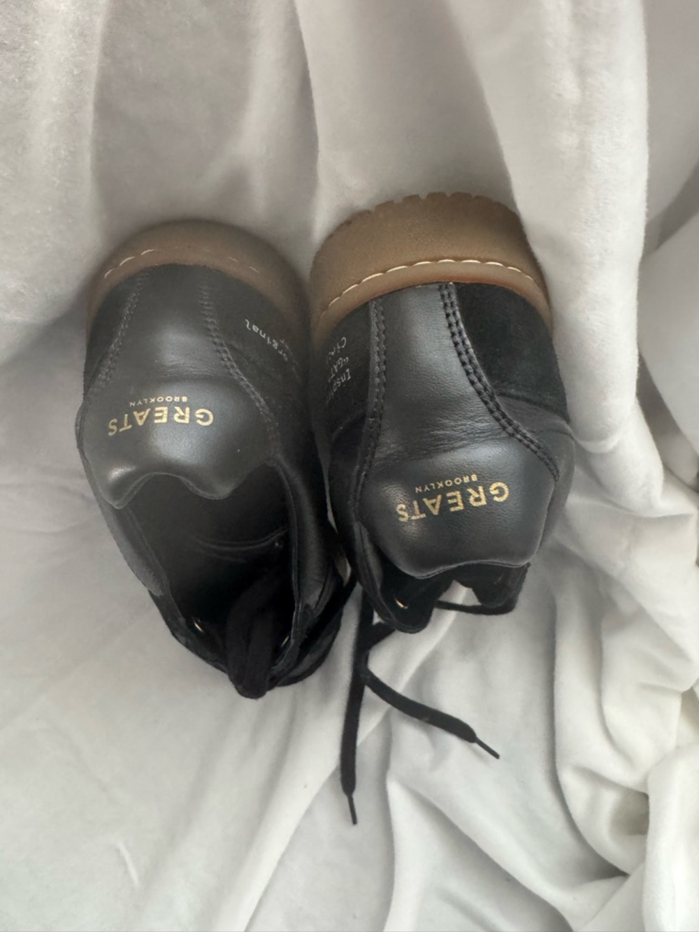 Greats Black Leather Sneakers with Brown Soles